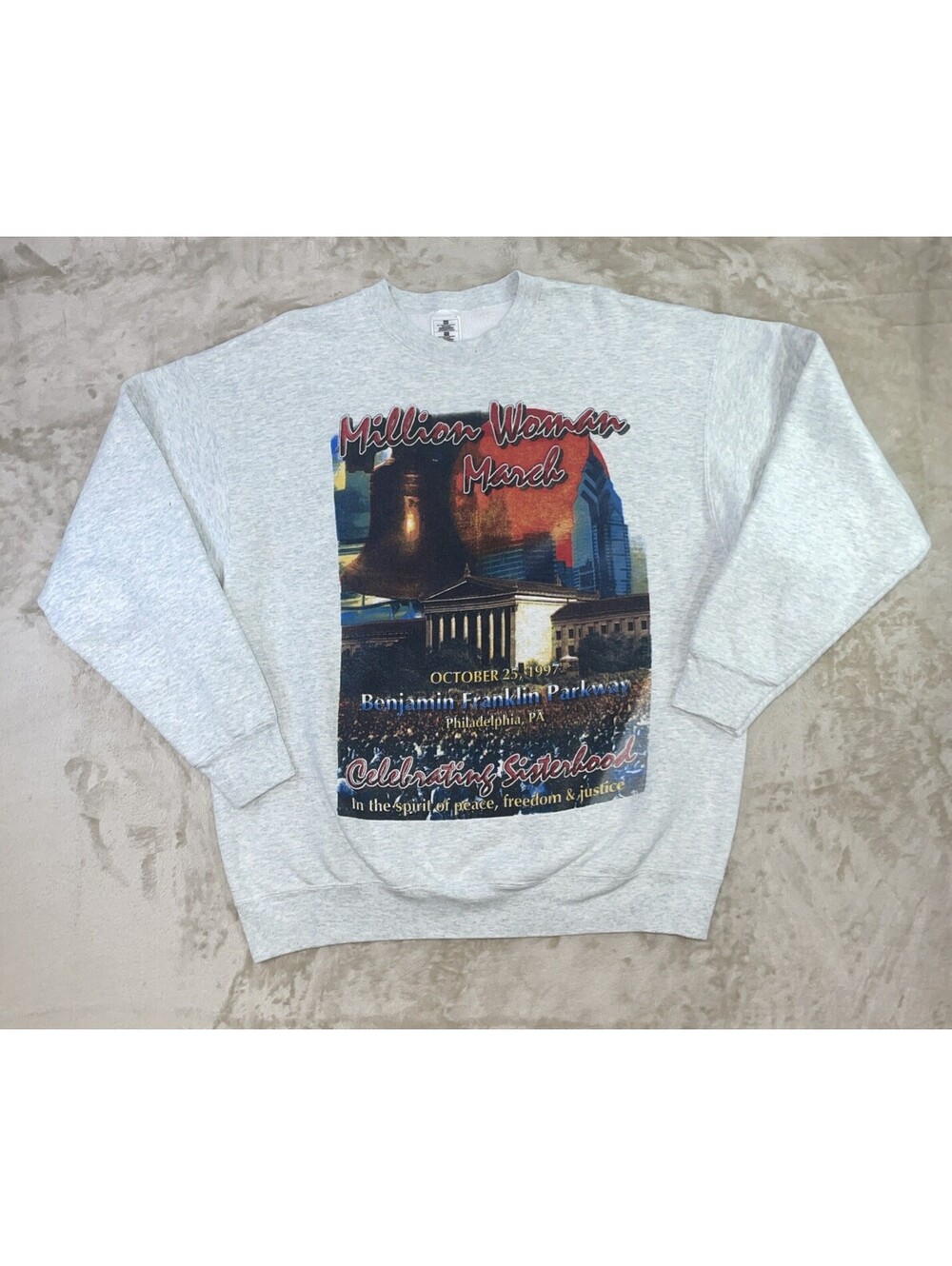 Vintage Million Woman March 1997 Philadelphia Crewneck Sweatshirt Mens 2XL - EUC